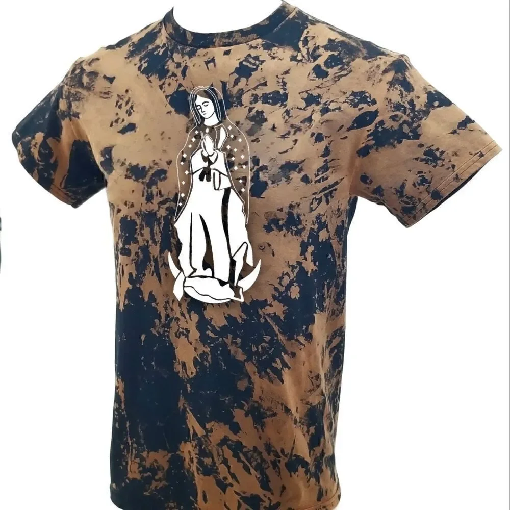 LA VIRGEN DE GUADALUPE Acid Washed T-shirt - Rock Tee Rap Tee Band Tee Punk y2k - Picture 3 of 5